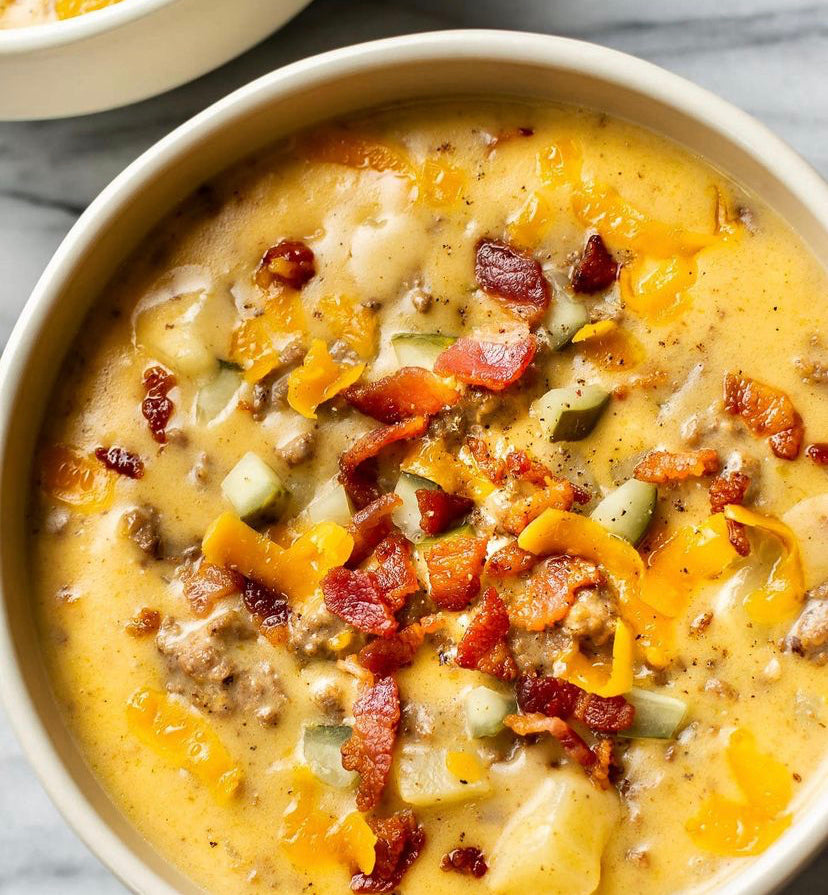 Cheeseburger Soup with Ground Beef